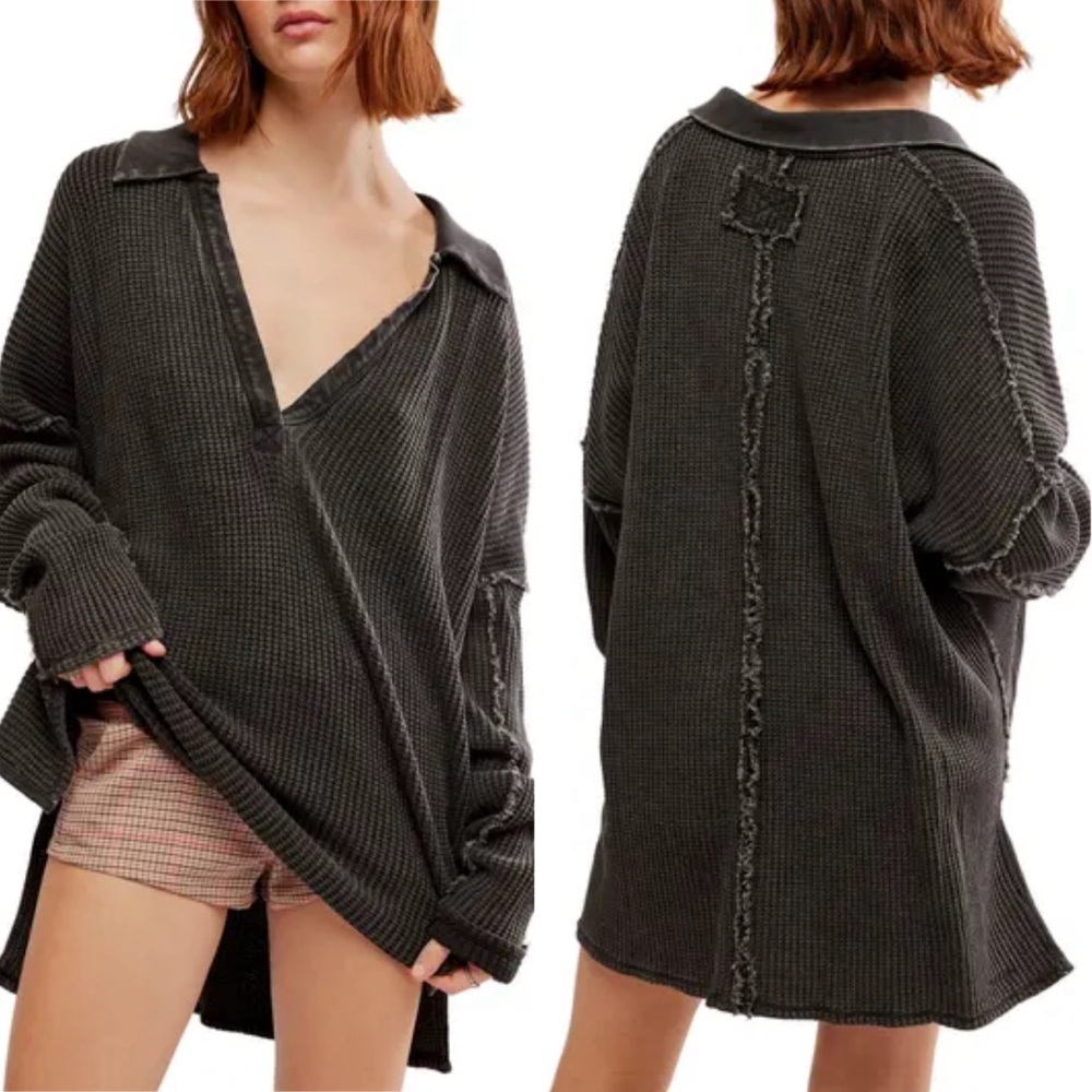 Free people Travis oversized thermal polo